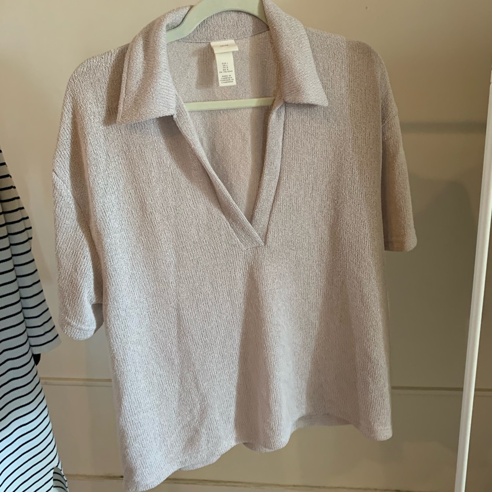 H&M short sleeve sweater polo, L